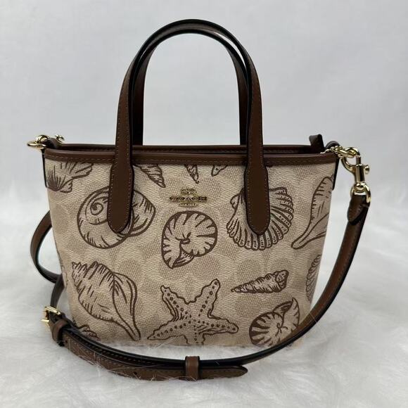 Coach City Mini Tote Bag In Signature Canvas With Shell Print CBM65 Gold/Sand - Picture 1 of 11